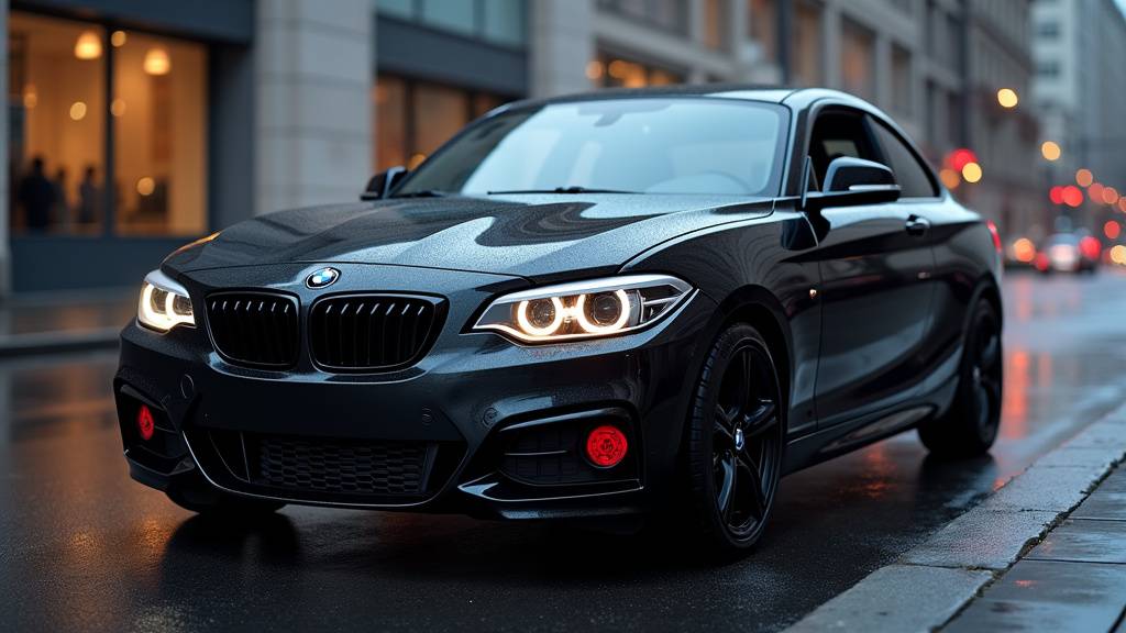 BMW 128 ti noire en extérieur