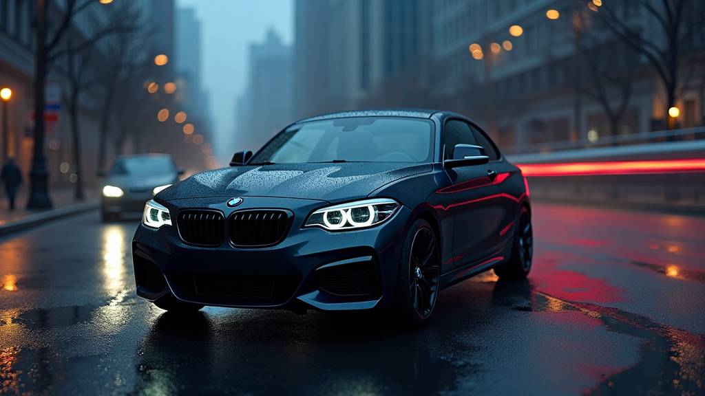BMW 128 ti noire sur route sinueuse