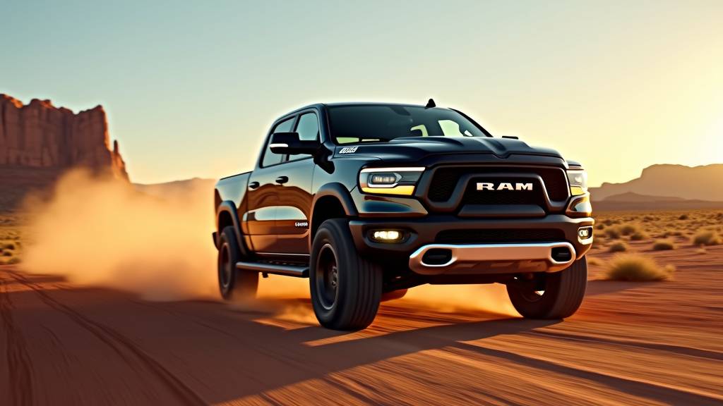 Dodge Ram pick-up américain emblématique sur fond de désert