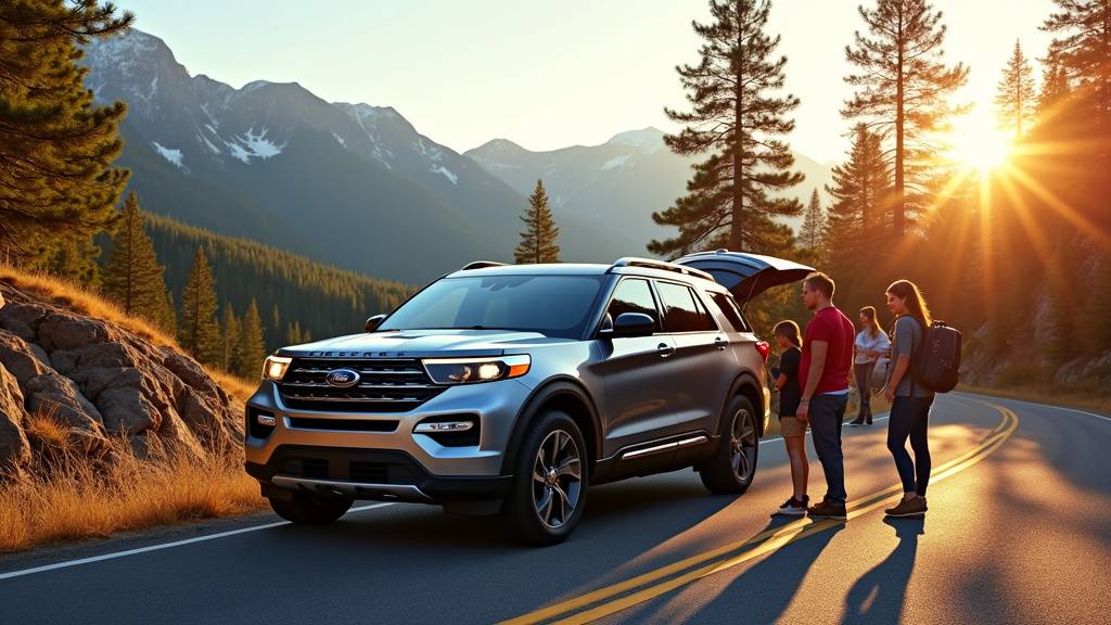 Ford Explorer moderne sur route enneigée en 2026