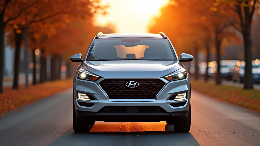 Vue avant du Hyundai Tucson avec ses feux à LED distinctifs