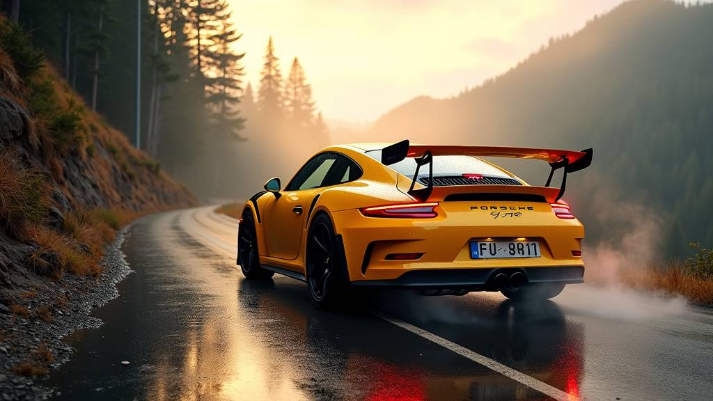 Détail moteur Porsche GT3 RS avec aileron aérodynamique